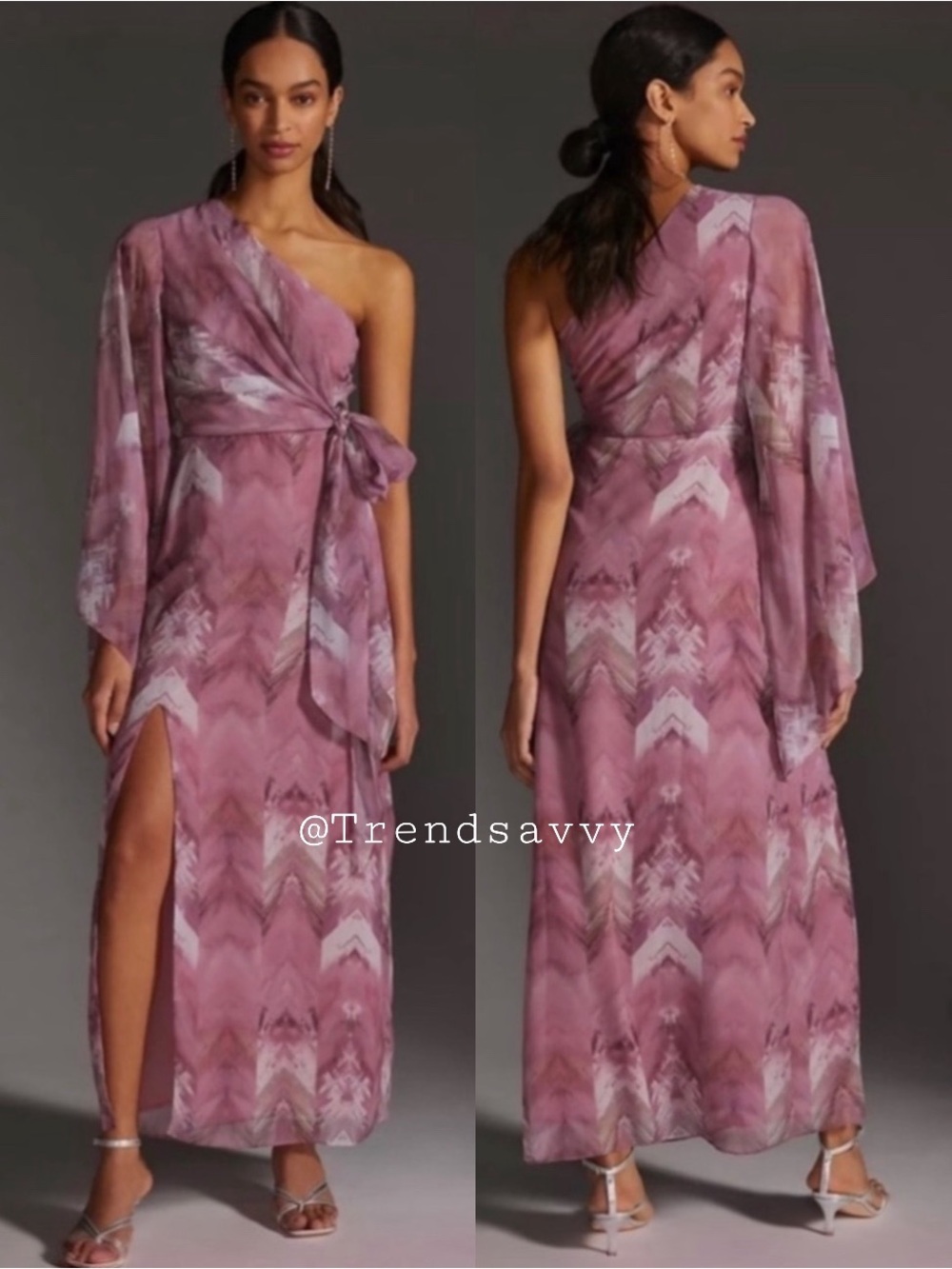 Anthropologie Nikita Mhaisalkar Lilac One Shoulder Maxi Dress Size 16 NWT